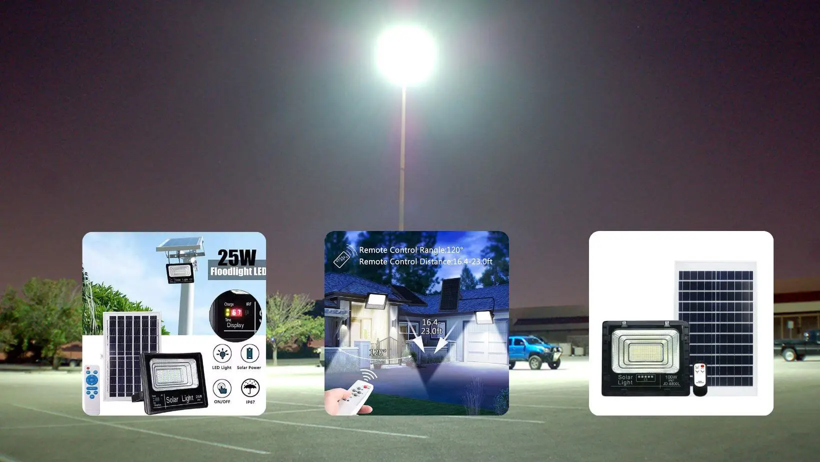 photo of solar security lights installed in parking areas