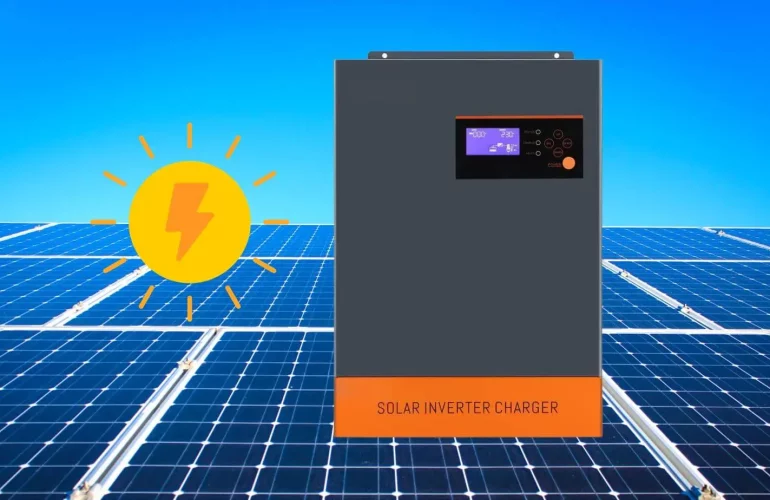 Photo of easy power inverter on a solar panel